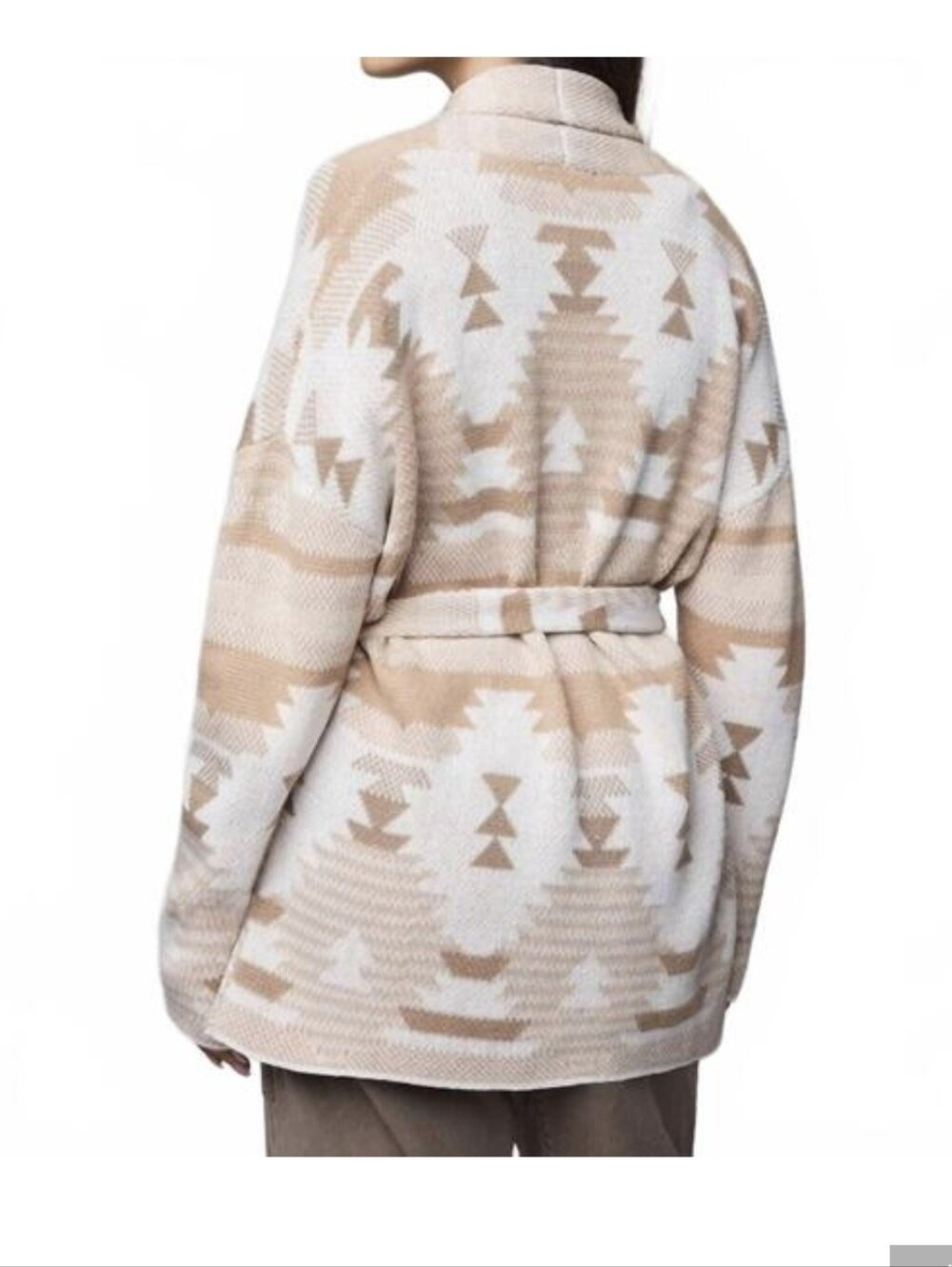 Splendid Knit Cierra Cardigan Sweater Belted Aztec Print Yellowstone Vibes L NWT - Picture 7 of 7